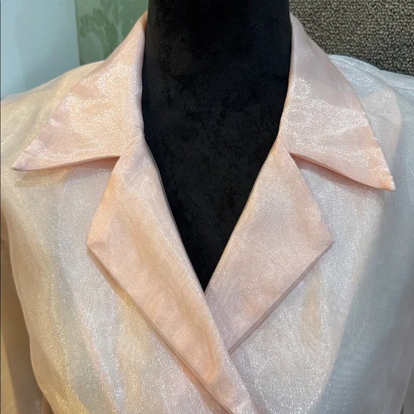 Jessica Howard Pink Sheer Blouse with Black Ribbon - Picture 2 of 4